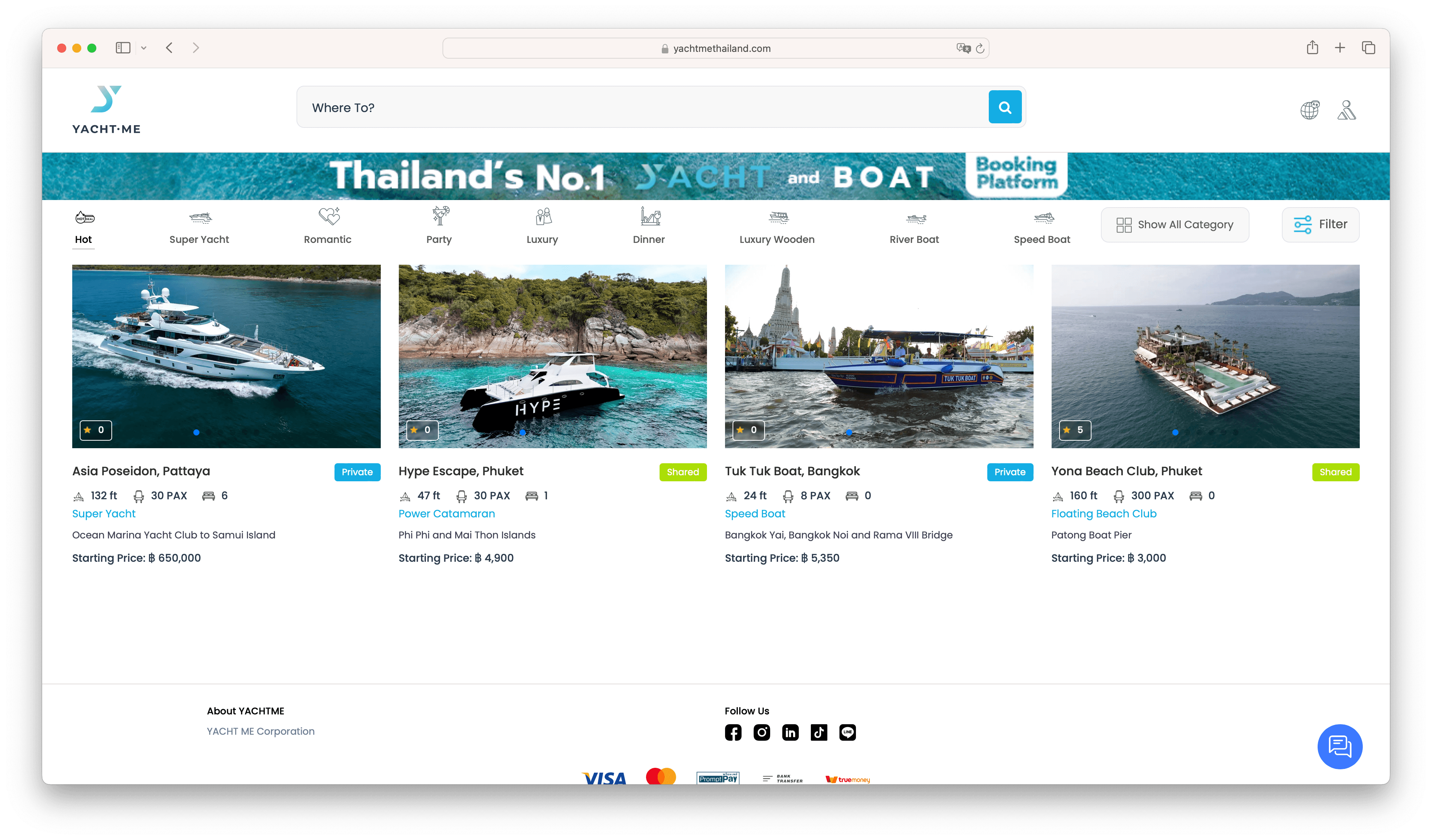 Yacht Me website
